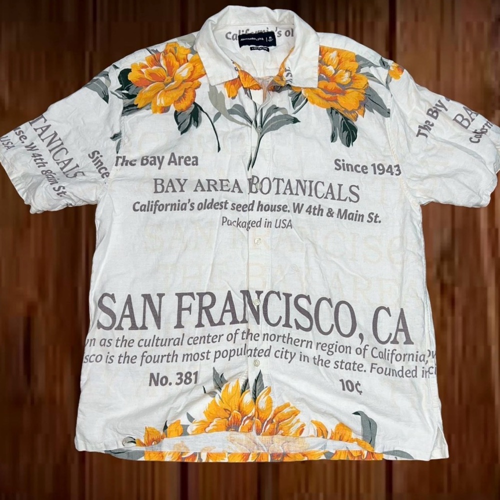 Abercrombie San Francisco White & Yellow Floral Button-Up Shirt